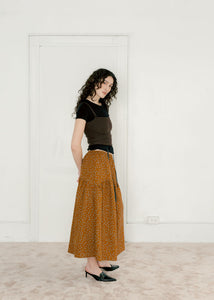 A Bronze Age Field Skirt, Midi Skirt Elastic Waist, Canada-Skirts-abronzeage.com