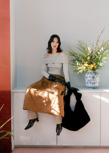 A Bronze Age Field Skirt, Midi Skirt Elastic Waist, Canada-Skirts-abronzeage.com