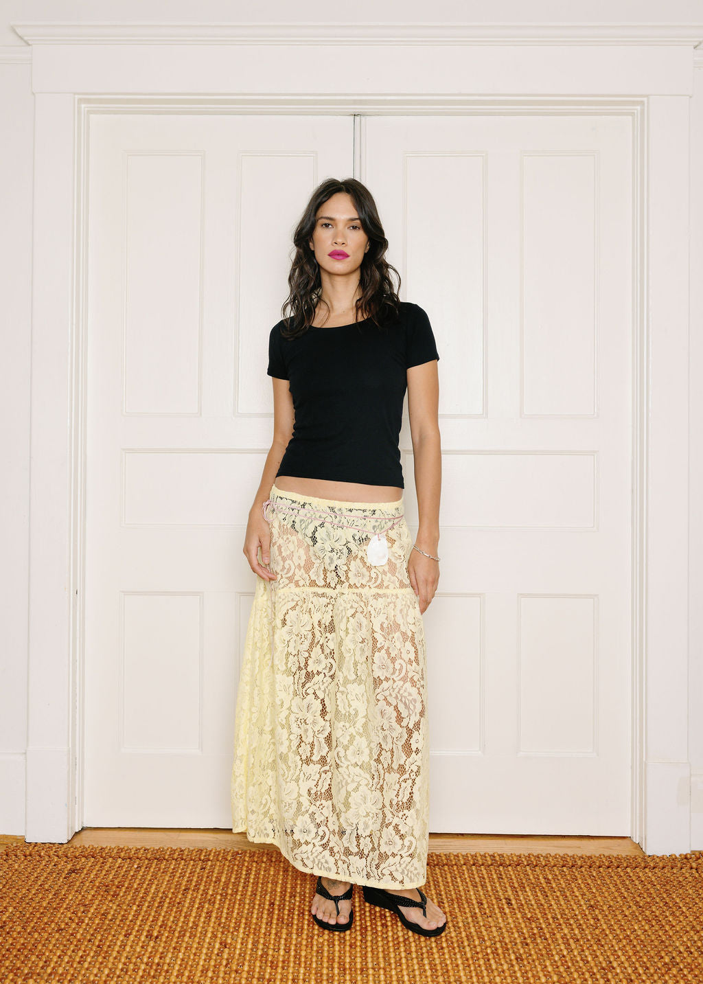 A Bronze Age Field Skirt, Midi Skirt Elastic Waist, Canada-Skirts-Sunshine Lace-XS-abronzeage.com