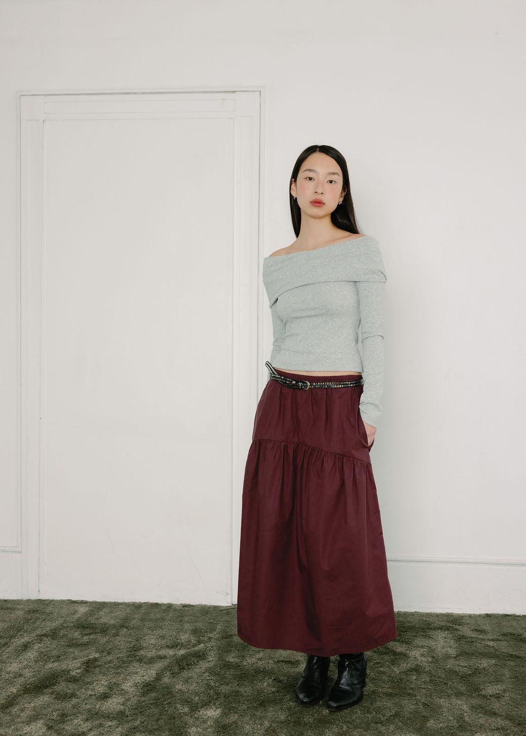 A Bronze Age Field Skirt, Midi Skirt Elastic Waist, Canada-Skirts-Vamp-XS-abronzeage.com