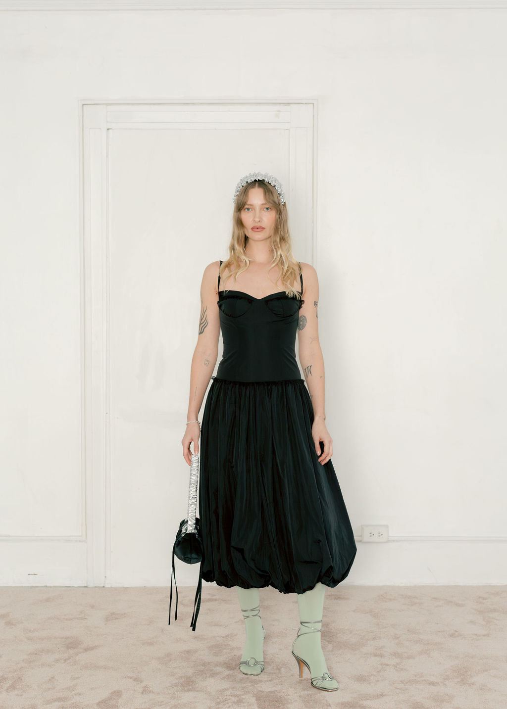 A Bronze Age Fleur Dress, Cinched, sculpted, and made to bloom with every step. | A Bronze Age Canada-Dresses-Black Taffeta-XS-abronzeage.com