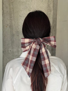 A Bronze Age Florence Hair Bow, Oversized Hair Scrunchie, Canada-Hair-Nerd Plaid-abronzeage.com