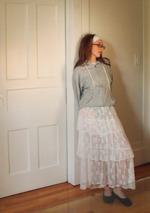 A Bronze Age Flutter Tiered Skirt, Elastic Midi Skirt, Canada-Skirts-abronzeage.com