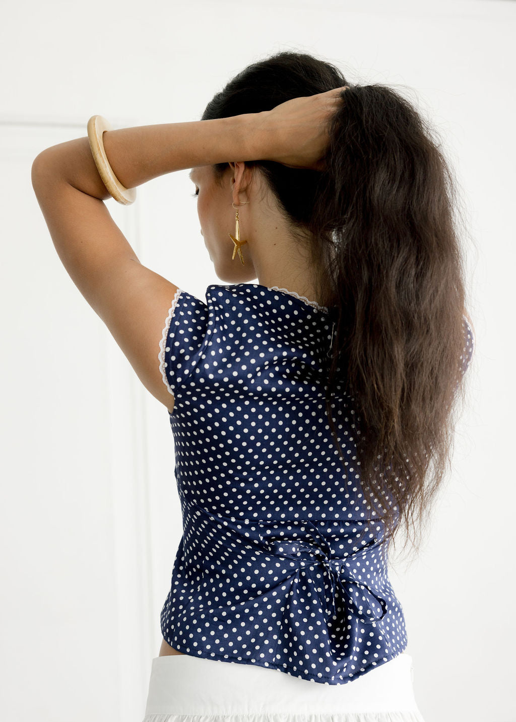 Gia Fitted Cap Sleeve Blouse with Tim Details | Made in Canada-Tops-abronzeage.com