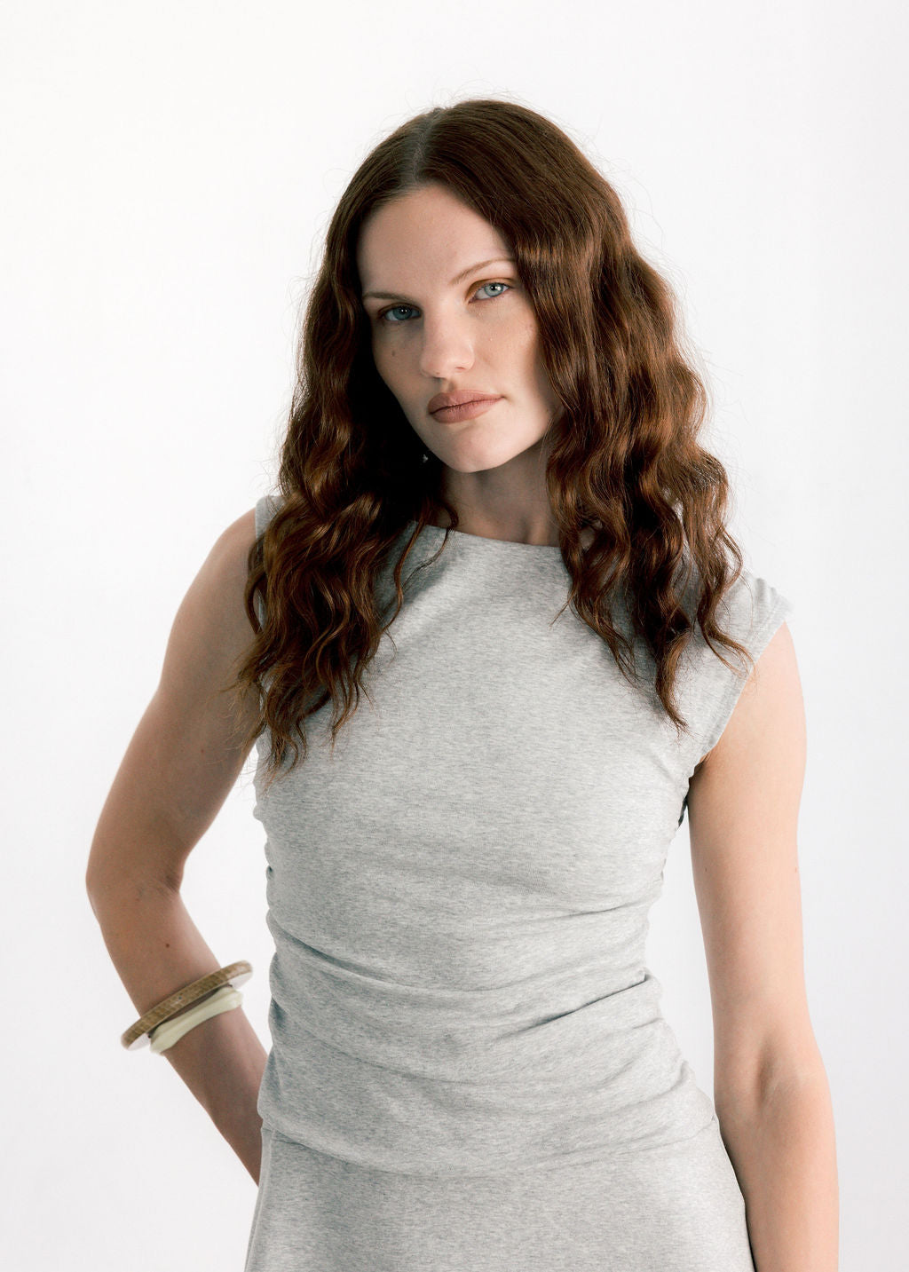 Gwen Side Ruched Sleeveless Cotton-Jersey Dress | Made in Canada-Dresses-abronzeage.com