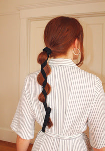 A Bronze Age Silk Hair Wrap, Scrunchie with Long Silk Ties-Hair-Black-abronzeage.com