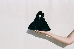A Bronze Age Halo Mini Satin Bag, Scrunchie Evening Purse, Canada-Handbags-Black Velvet-abronzeage.com