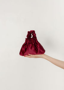 A Bronze Age Halo Mini Satin Bag, Scrunchie Evening Purse, Canada-Handbags-Bordeaux-abronzeage.com