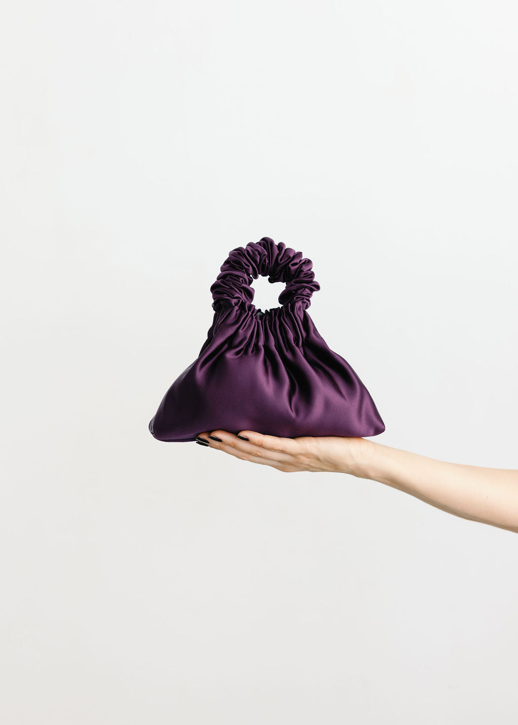 A Bronze Age Halo Mini Satin Bag, Scrunchie Evening Purse, Canada-Handbags-Plum-abronzeage.com