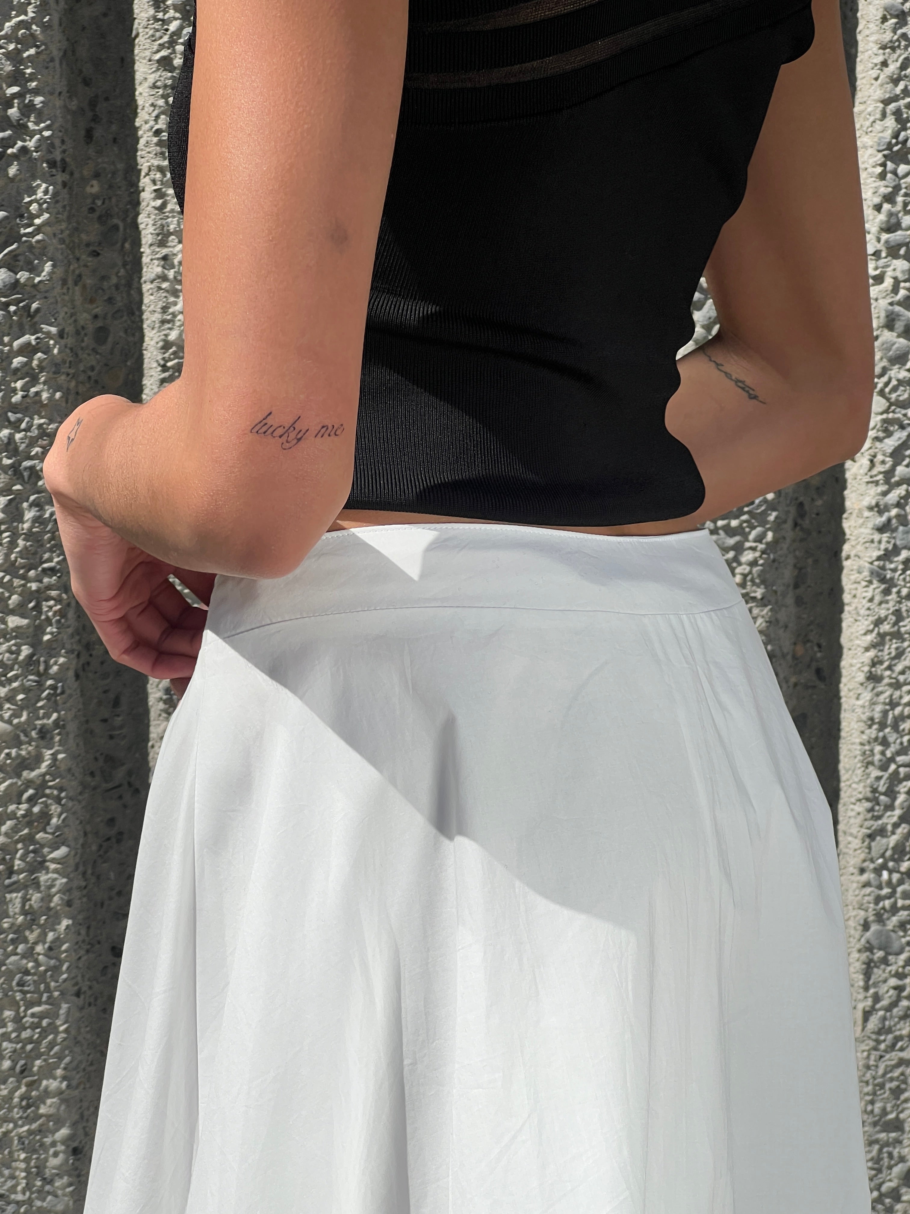 A Bronze Age Hart Skirt, Midi Balloon Mid-Rise Cotton Skirt | Handcrafted in Vancouver Canada-Skirts-abronzeage.com