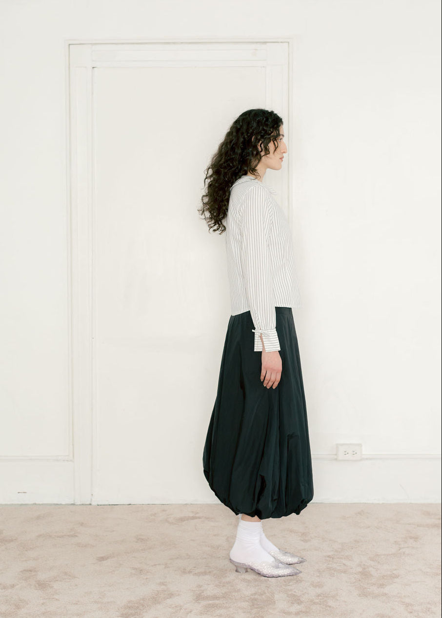 A Bronze Age Hart Skirt, Midi Balloon Mid-Rise Cotton Skirt | Handcrafted in Vancouver Canada-Skirts-abronzeage.com