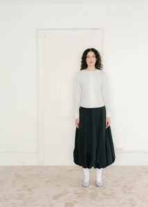 A Bronze Age Hart Skirt, Midi Balloon Mid-Rise Cotton Skirt | Handcrafted in Vancouver Canada-Skirts-Black Taffeta-XS-abronzeage.com