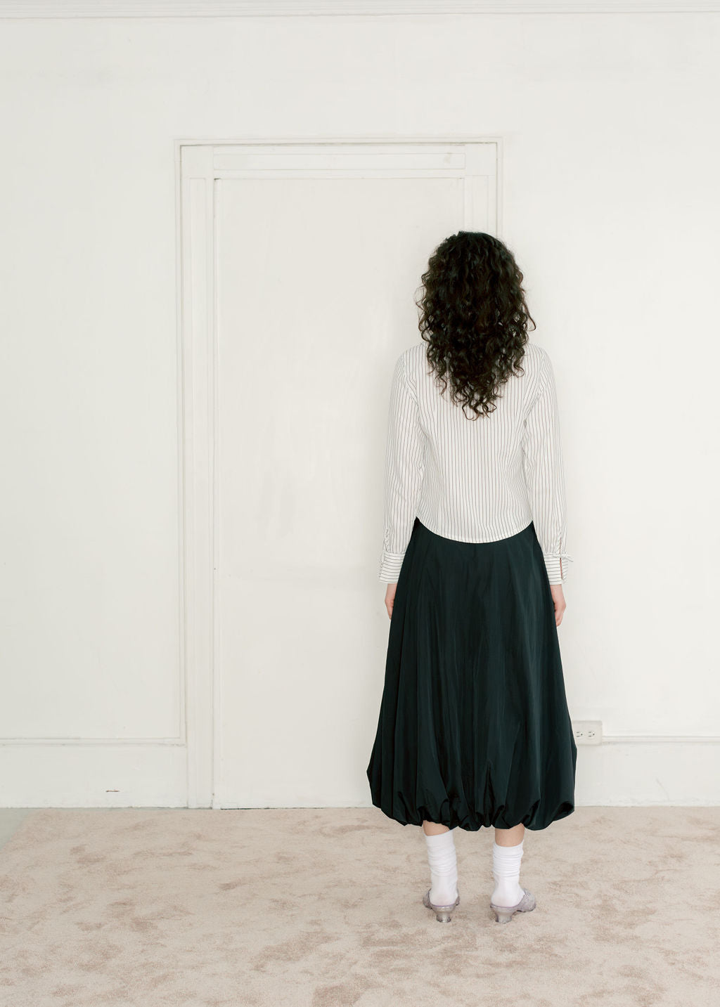 A Bronze Age Hart Skirt, Midi Balloon Mid-Rise Cotton Skirt | Handcrafted in Vancouver Canada-Skirts-abronzeage.com