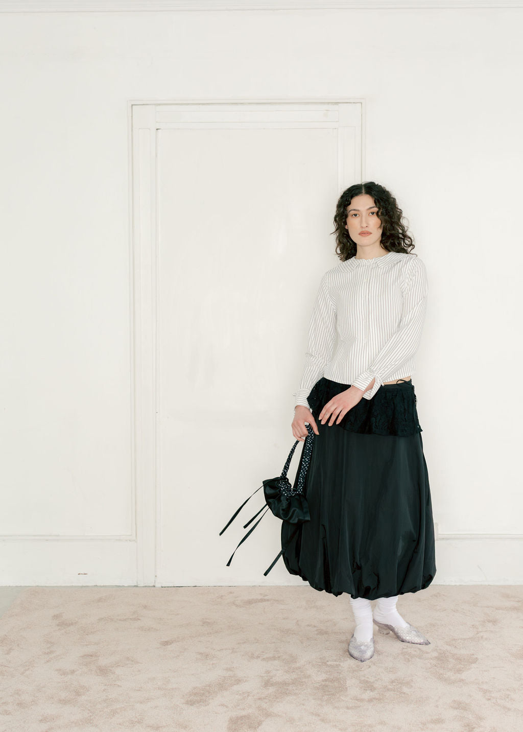 A Bronze Age Hart Skirt, Midi Balloon Mid-Rise Cotton Skirt | Handcrafted in Vancouver Canada-Skirts-abronzeage.com