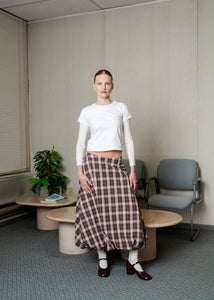 A Bronze Age Hart Skirt, Midi Balloon Mid-Rise Cotton Skirt | Handcrafted in Vancouver Canada-Skirts-Nerd Plaid-XS-abronzeage.com