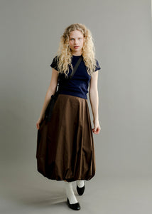 A Bronze Age Hart Skirt, Midi Balloon Mid-Rise Cotton Skirt | Handcrafted in Vancouver Canada-Skirts-abronzeage.com