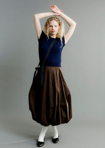 A Bronze Age Hart Skirt, Midi Balloon Mid-Rise Cotton Skirt | Handcrafted in Vancouver Canada-Skirts-Umber Poplin-XS-abronzeage.com