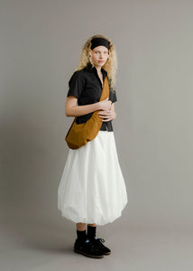 A Bronze Age Hart Skirt, Midi Balloon Mid-Rise Cotton Skirt | Handcrafted in Vancouver Canada-Skirts-abronzeage.com