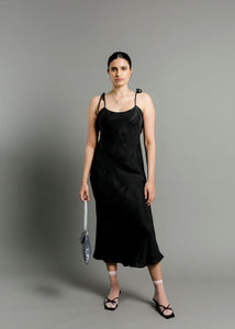 A Bronze Age Heartbreak Slip Dress, Midi Open Back, Canada-Dresses-Crow Cupro-XS-abronzeage.com