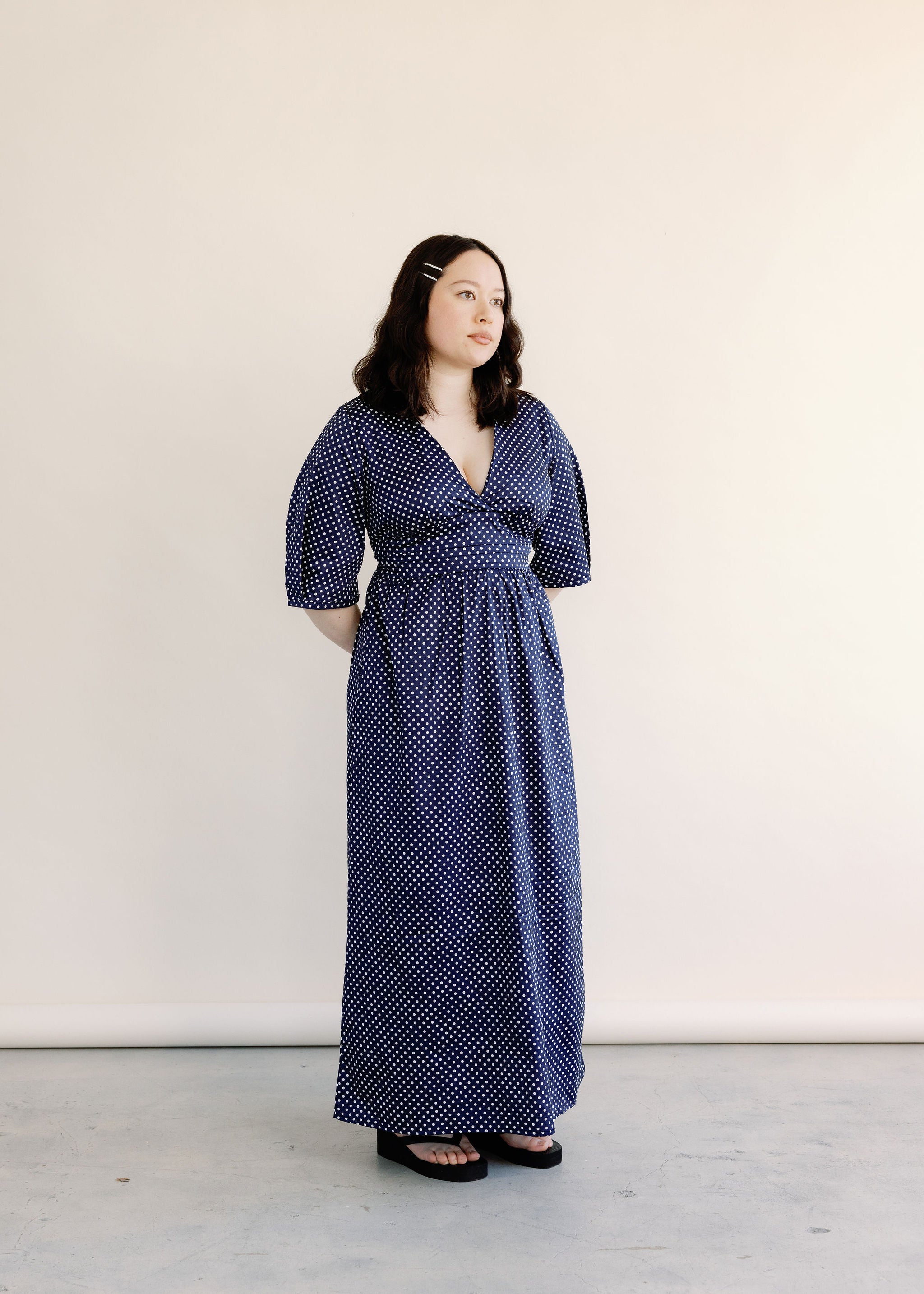 Verona V-Neck Adjustable Belt Cotton Summer Dress | Made in Canada-Dresses-abronzeage.com