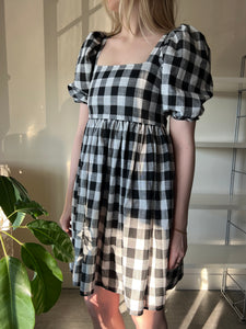 A Bronze Age Manon Mini Puff Dress, Babydoll Dress, Canada-Dresses-Big BW Gingham-XS-abronzeage.com