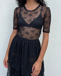 A Bronze Age Melrose Sheer Lace Top-Tops-abronzeage.com
