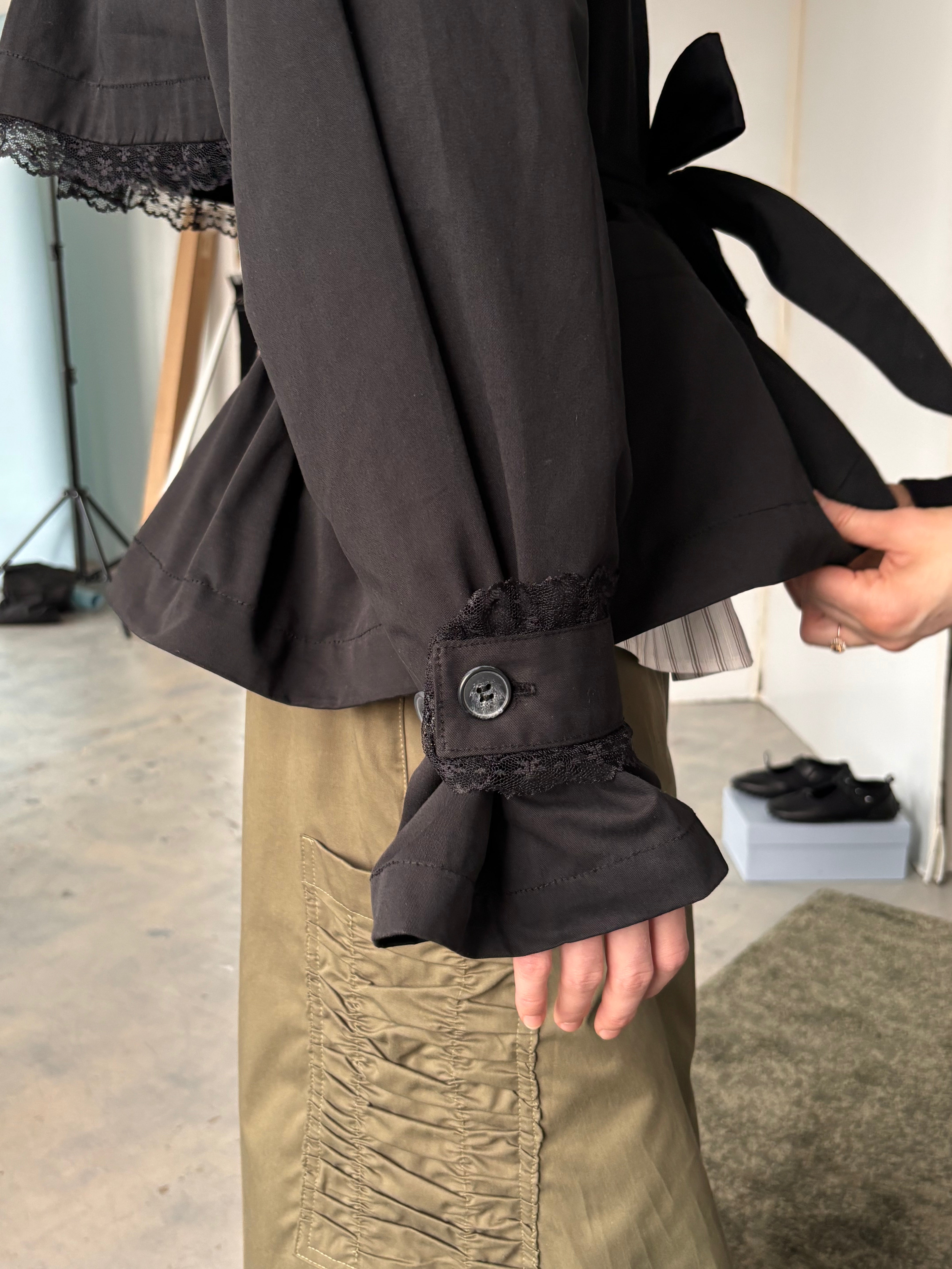 Stockholm Water-Resistant Cropped Trench with Lace Trim - Made in Canada-Jackets and Vests-abronzeage.com