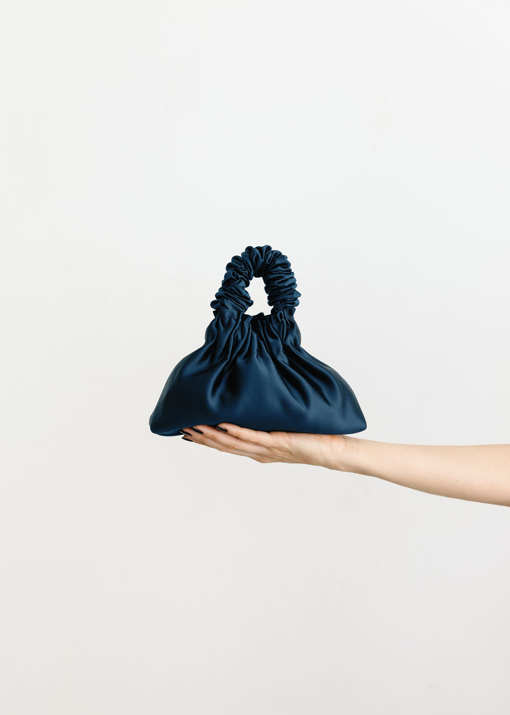 A Bronze Age Halo Mini Satin Bag, Scrunchie Evening Purse, Canada-Handbags-Navy-abronzeage.com