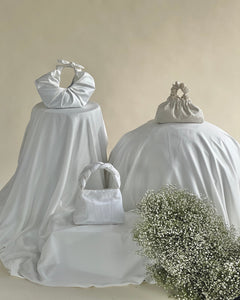 A Bronze Age Bridal Braidy Bag, White Wedding Purse, Canada-Handbags-Snow Moire-abronzeage.com