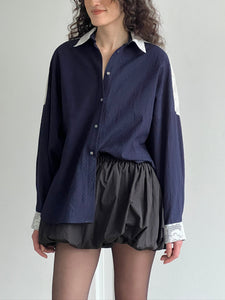 A Bronze Age Robbie Oversized Button-Up Shirt, Cotton Shirt, Canada-Tops-abronzeage.com