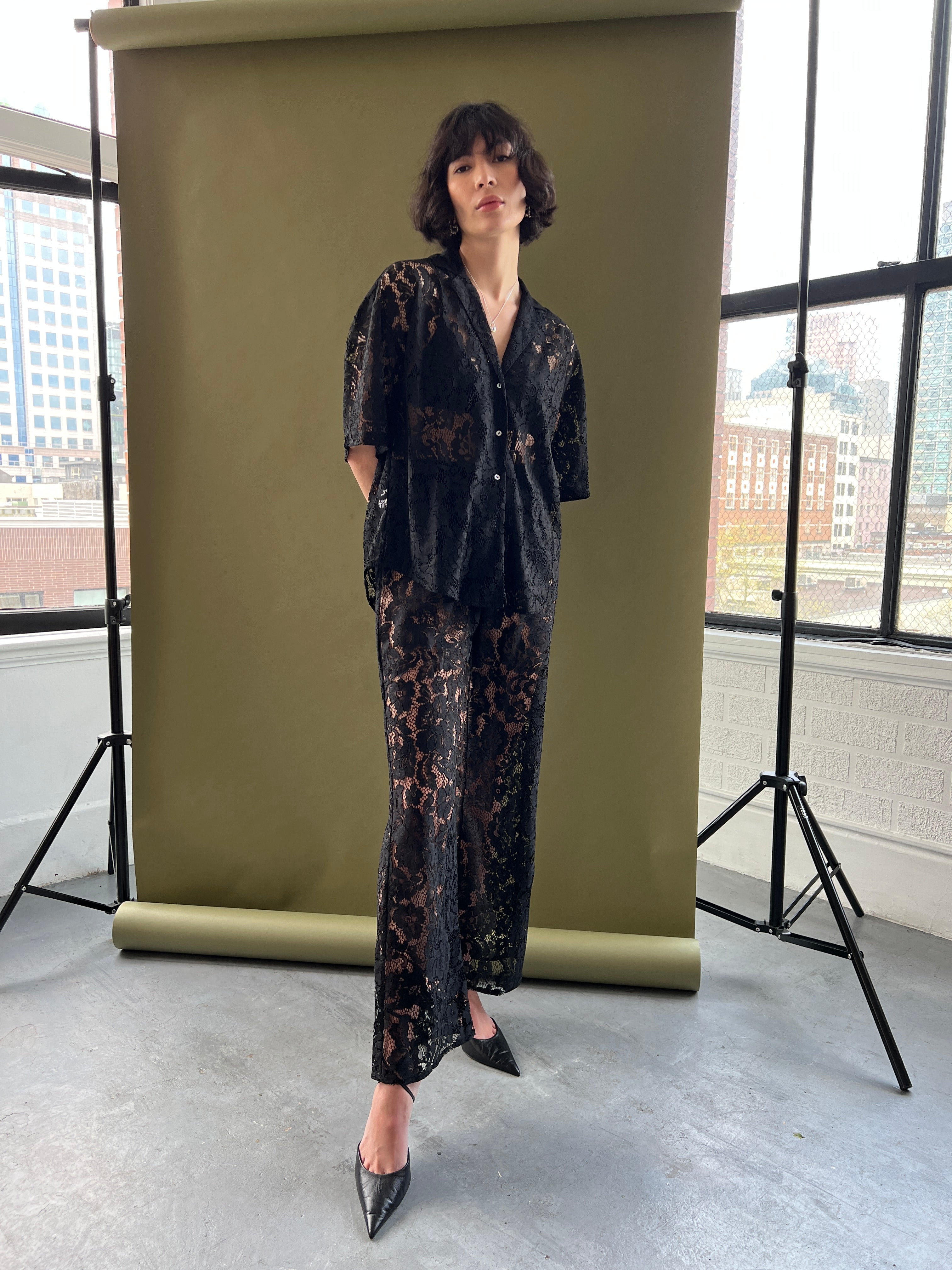 A Bronze Age Lace Lily Pant, Slim Flared Pant, Canada-Pants-abronzeage.com