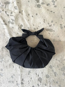 A Bronze Age Kiku Satin Croissant Bag, Evening Bag, Canada-Handbags-Black Nylon-abronzeage.com