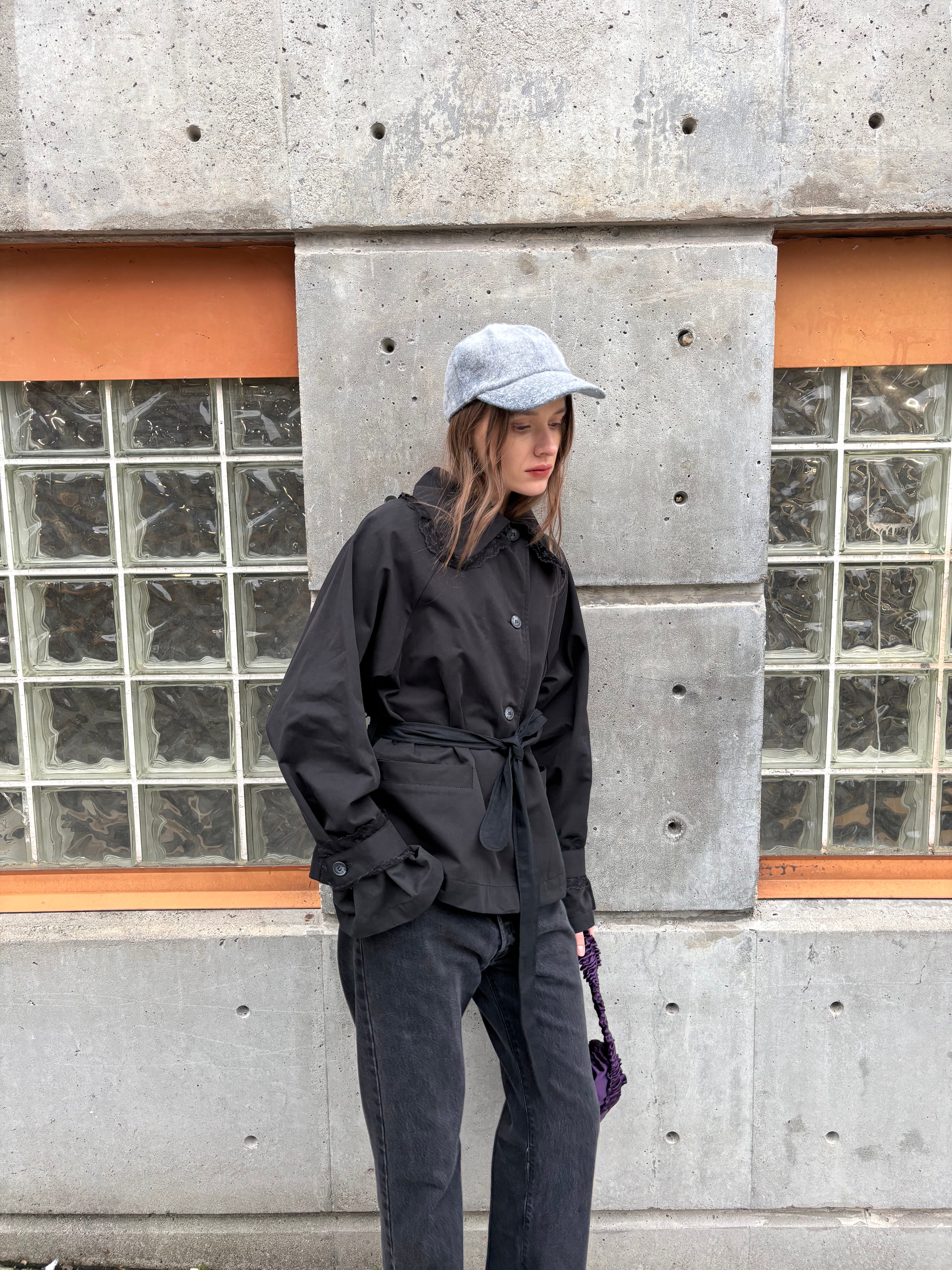 Stockholm Water-Resistant Cropped Trench with Lace Trim - Made in Canada-Jackets and Vests-abronzeage.com