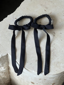 A Bronze Age Beauty Bows, Silk Hair Elastics w/ Bows Set of 2, Canada-Hair-Black-abronzeage.com