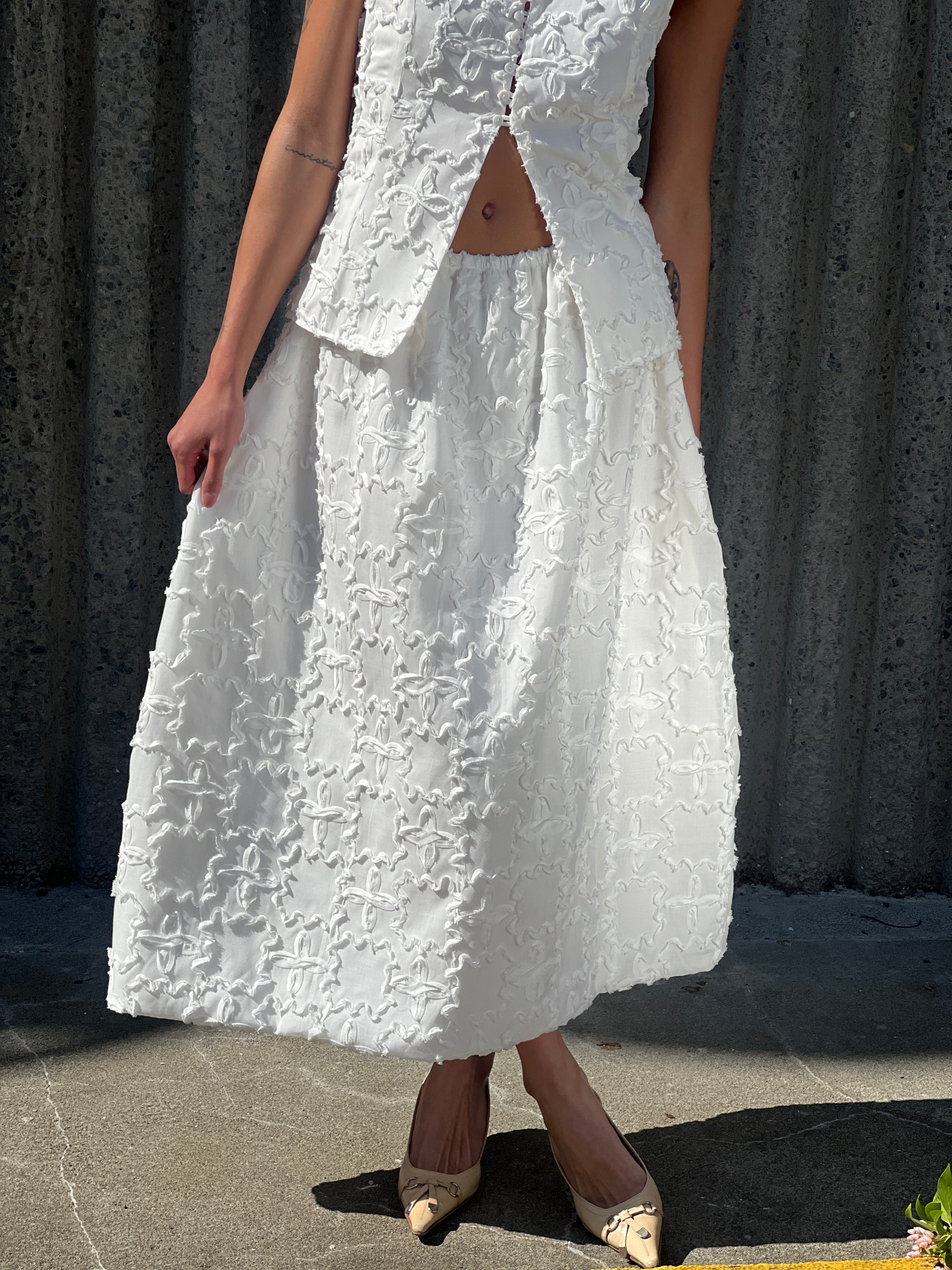 A Bronze Age Jayne Skirt, Classic A-Line Skirt with Pockets | Handcrafted in Vancouver Canada-Skirts-White Wiggle-XS-abronzeage.com
