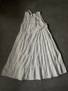 A Bronze Age Jillian Dress, Tiered Midi-Dress Sleeveless with Pockets-Dresses-White-XS-abronzeage.com