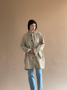 A Bronze Age Judy Rain Jacket, Oversized Hooded Raincoat, Canada-Jackets and Vests-Khaki Nylon-1-abronzeage.com