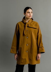 A Bronze Age Judy Rain Jacket, Oversized Hooded Raincoat, Canada-Jackets and Vests-Tobacco Nylon-1-abronzeage.com