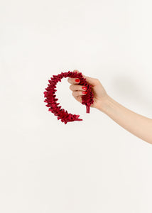 A Bronze Age Lafayette Silk Headband, A Bronzed Age, Ruched Hair Accessory, Canada-Hair-Pomegranate Silk-abronzeage.com