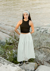 A Bronze Age Field Skirt, Midi Skirt Elastic Waist, Canada-Skirts-abronzeage.com