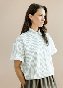 A Bronze Age Leon Shirt, Short-Sleeve Button Down with Pocket-Tops-abronzeage.com