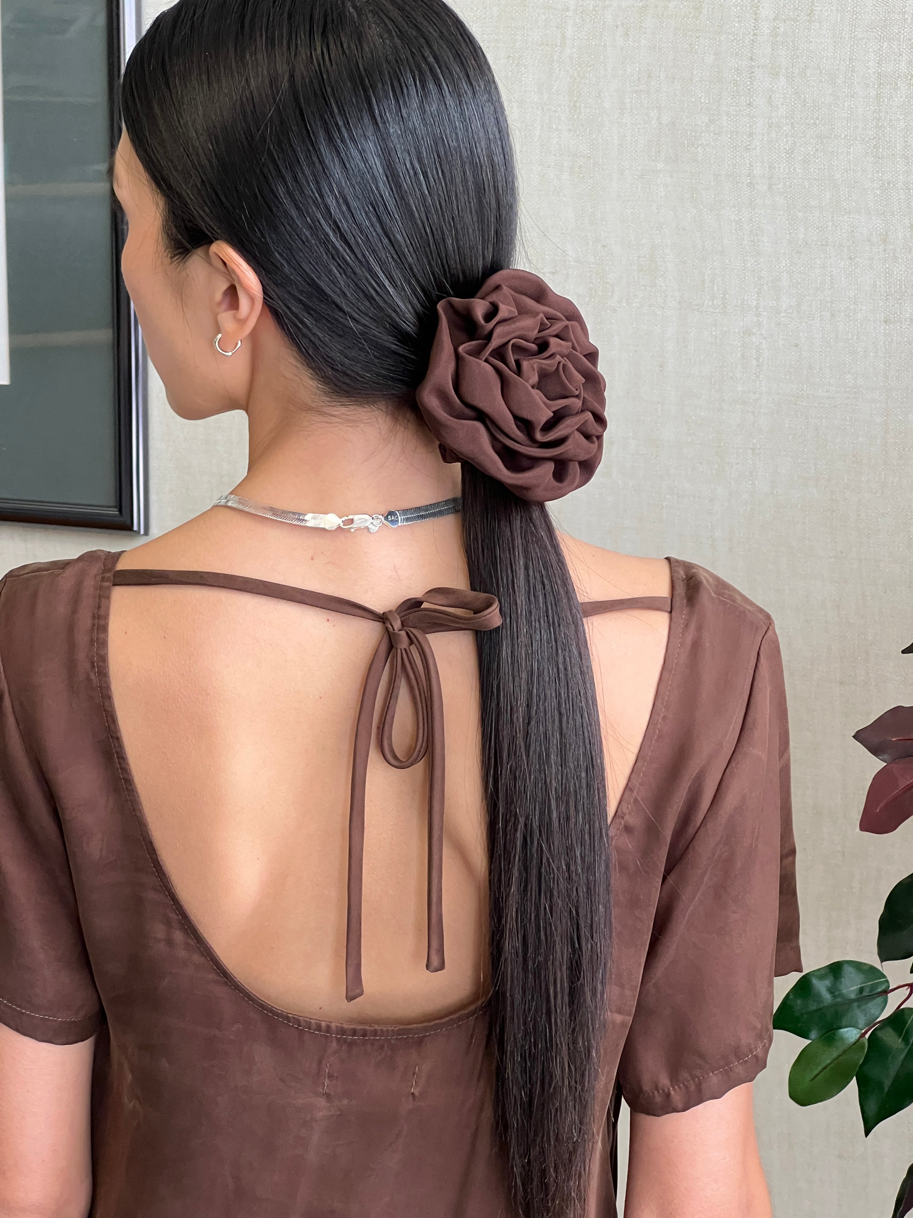 A Bronze Age Libra Rosette Scrunchie, Silk Hair Accessory | Made in Canada-Hair-Finn-abronzeage.com