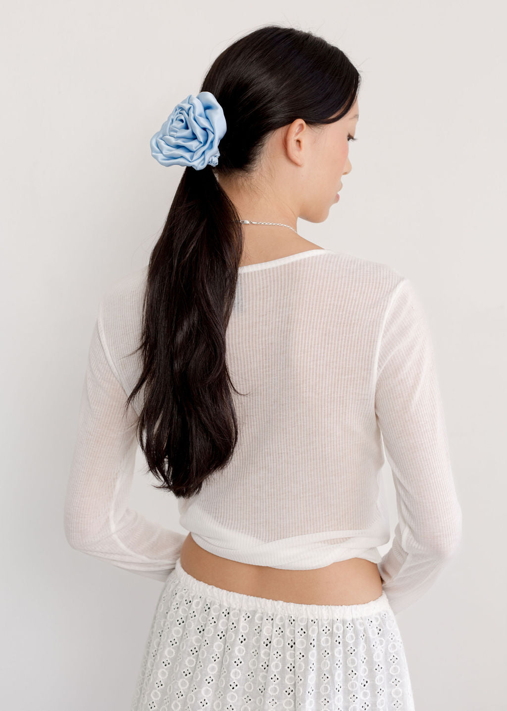 A Bronze Age Libra Rosette Scrunchie, Silk Hair Accessory | Made in Canada-Hair-Sky Satin-abronzeage.com
