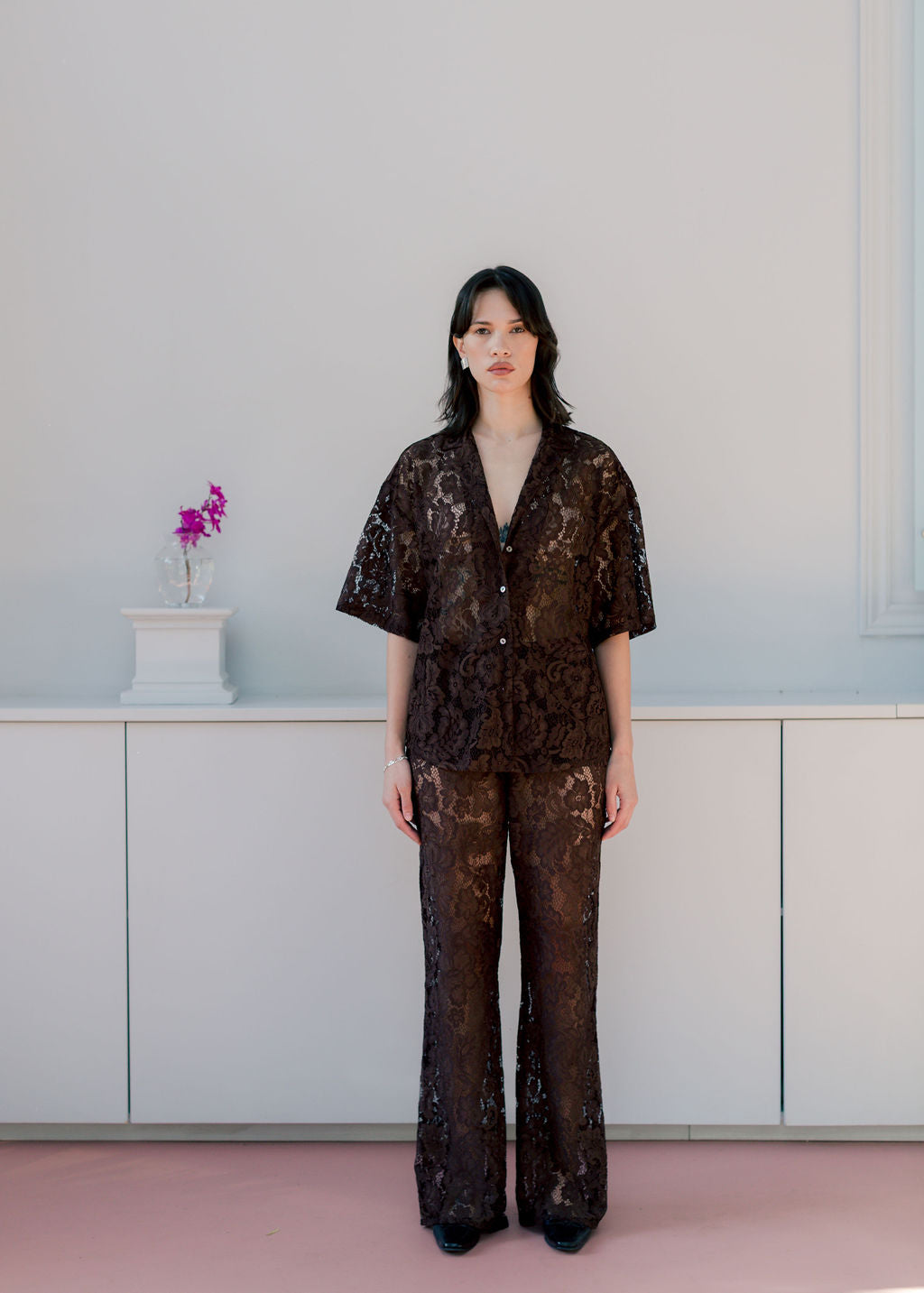 A Bronze Age Lace Lily Pant, Slim Flared Pant, Canada-Pants-Americano Lace-XS-abronzeage.com