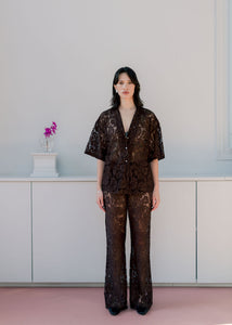 A Bronze Age Lace Lily Pant, Slim Flared Pant, Canada-Pants-Americano Lace-XS-abronzeage.com