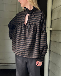 A Bronze Age Louie Top, Ruffled Neck Peasant Blouse | Made in Canada-Tops-abronzeage.com