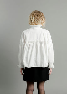 A Bronze Age Louie Top, Ruffled Neck Peasant Blouse | Made in Canada-Tops-abronzeage.com