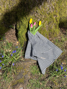 A Bronze Age Madelaine Tea Towel, Classic Kitchen Linen Hanging Loop | Handcrafted in Vancouver Canada-Accessory-B&W Gingham-abronzeage.com