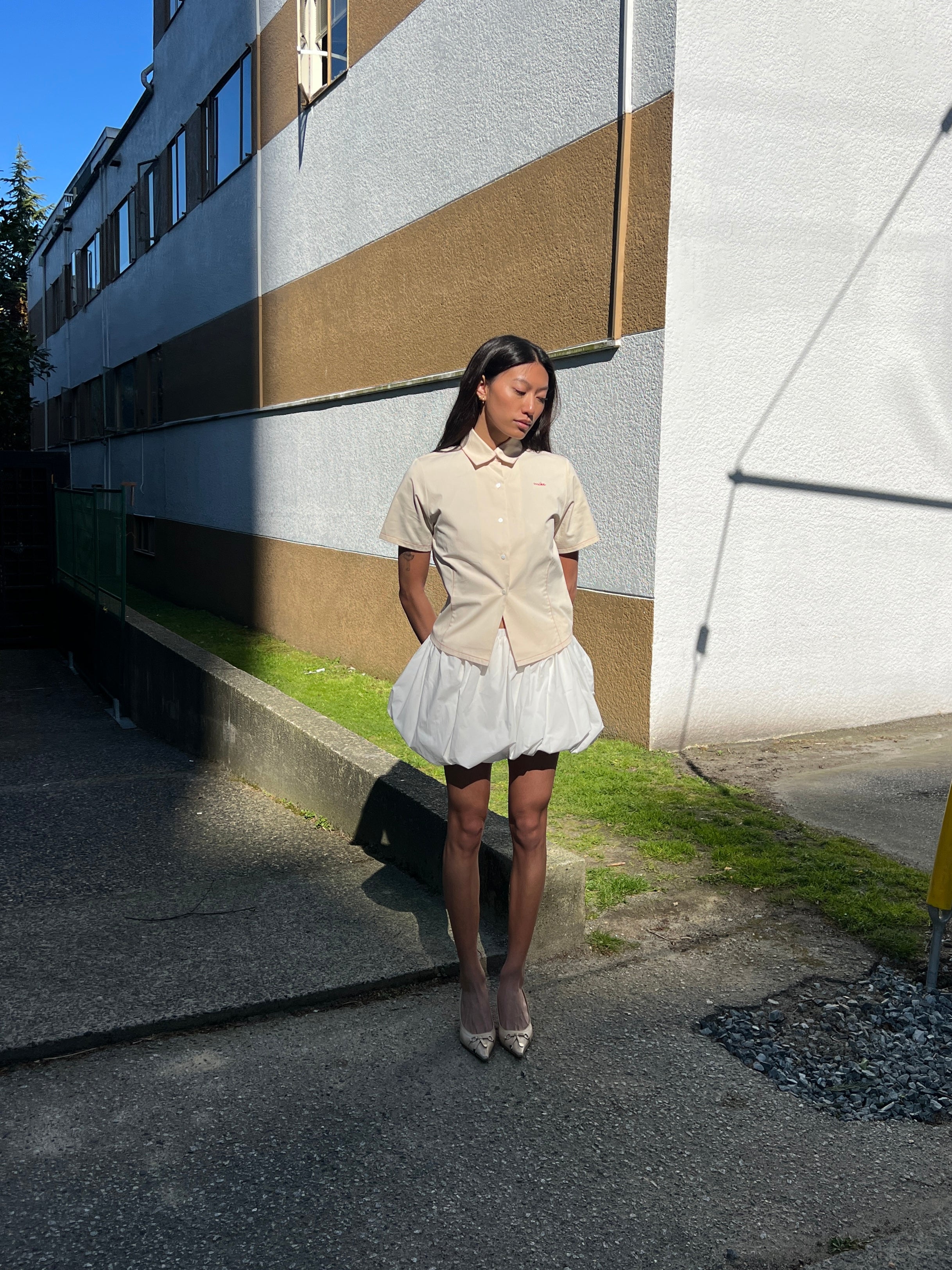 A Bronze Age Spade Skirt, Elasticated Balloon Mini Skirt with Gathers | Made in Canada-Skirts-abronzeage.com