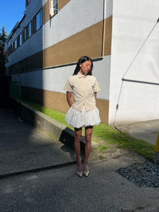 A Bronze Age Spade Skirt, Elasticated Balloon Mini Skirt with Gathers | Handcrafted in Vancouver Canada-Skirts-abronzeage.com